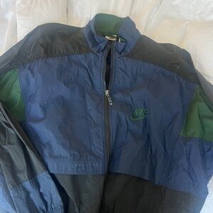 Vintage Nike Men's Blue and Green Windbreaker Jacket
